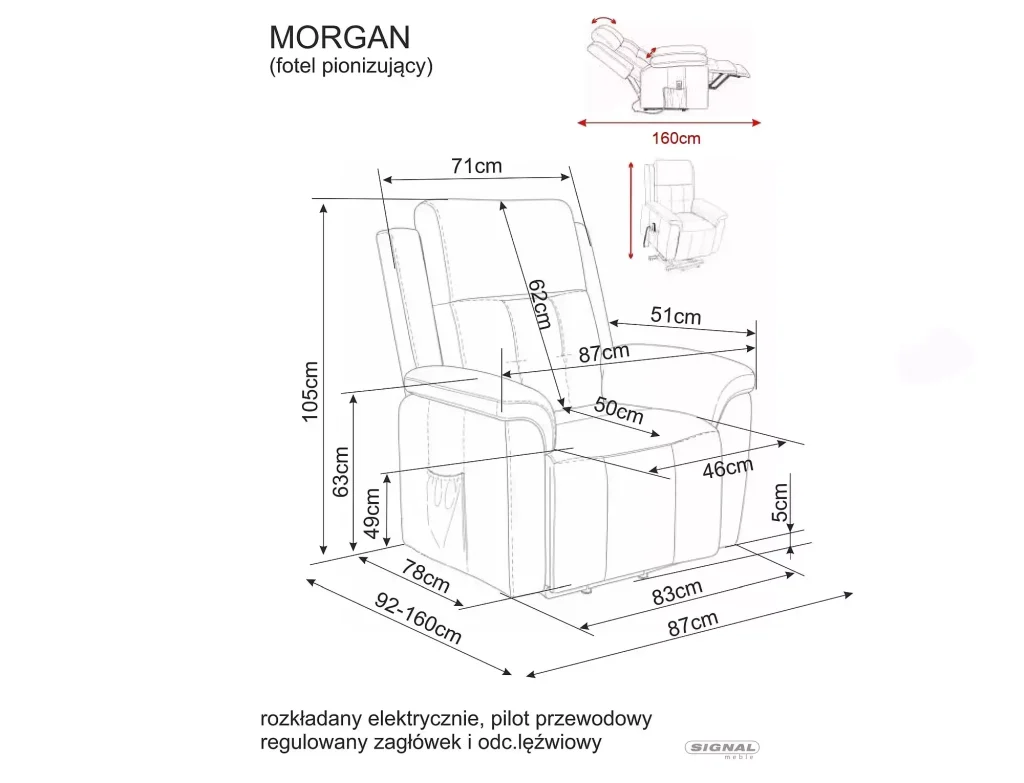 Fotel rozkładany Morgan Raven