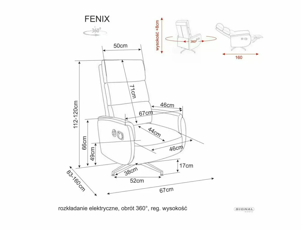 Fotel rozkładany Fenix Raven
